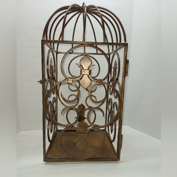Vintage Metal Hanging Birdcage Candle Holder MCM bird - Picture 13 of 15